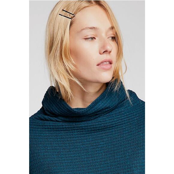 Free People We The Free Kitty Thermal Tunic Top Teal Deep Valley Size XS - Picture 4 of 14